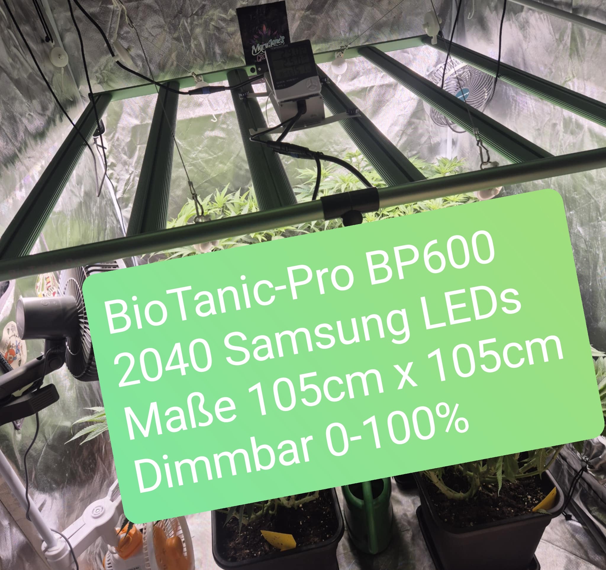 BioTanic-Pro BP600, 2040 Samsung Dioden, 600Watt 0-100% Regelbar, Full Spectrum, 105,5cm x 104,5cm x 3,5cm, LED Grow Lampe