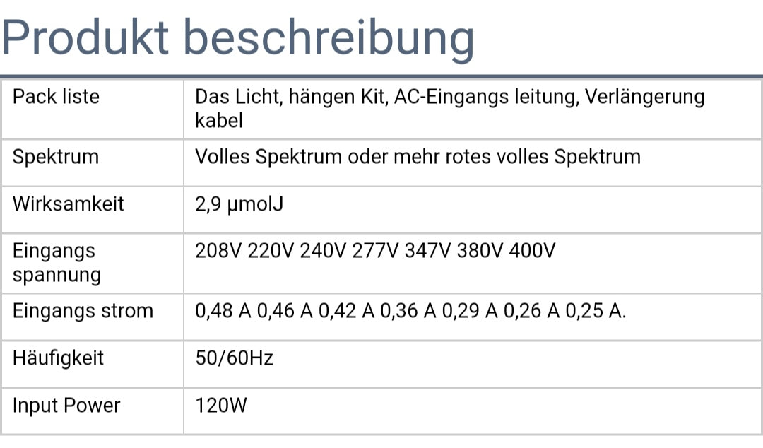 Under Canopy LED Light 120cm 2 Spektren Full Sprektrum und High Blue für die Vegiphase 120watt