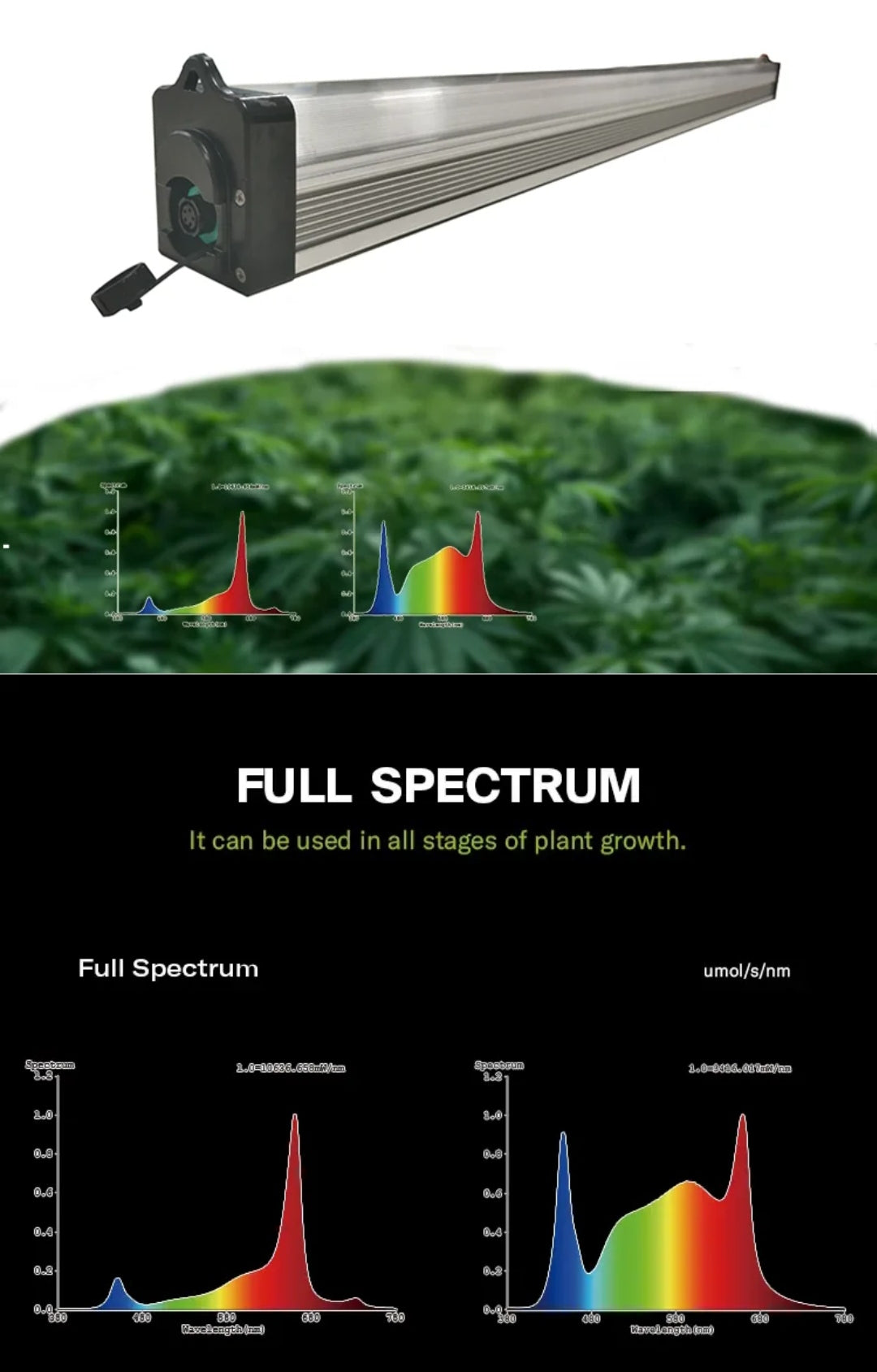 Under Canopy LED Light 120cm 2 Spektren Full Sprektrum und High Blue für die Vegiphase 120watt