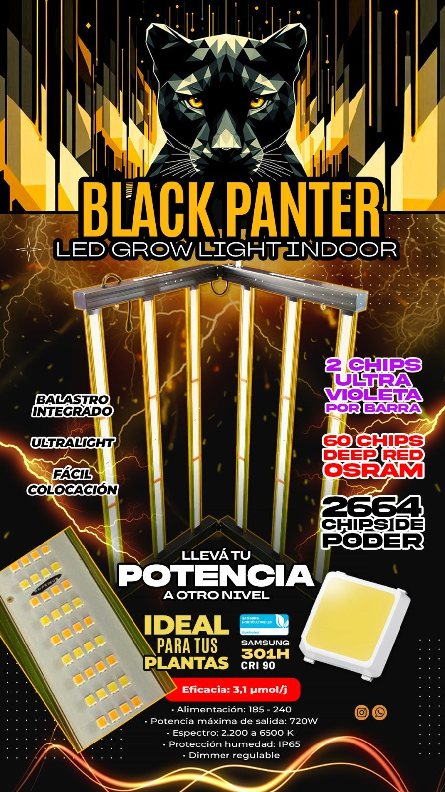 Black Panter720w Maße 110cm x 110cm Optimal für 120cm x 120cm Top Preis-Leistung