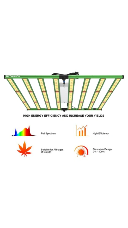 BioTanic-Pro BP800, 3072 Samsung Dioden, 800Watt 0-100% Regelbar, Full Spectrum, 105,5cm x 105cm x 3,5cm, LED Grow Lampe