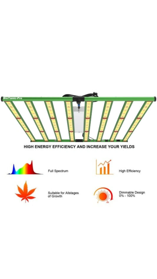 BioTanic-Pro BP1000, 3400 Samsung Dioden, 1000Watt 0-100% Regelbar, Full Spectrum, 105,5cm x 105cm x 3,5cm, LED Grow Lampe